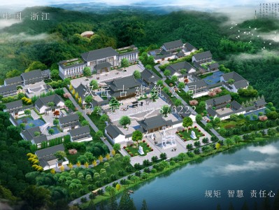 三亚寺庙古建筑总体布局设计图